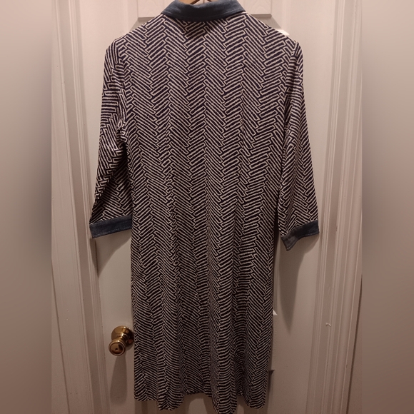 J Mclaughlin Elena Catalina Cloth Shift Dress Womens Sleeve Collared Navy Blue - Picture 7 of 7
